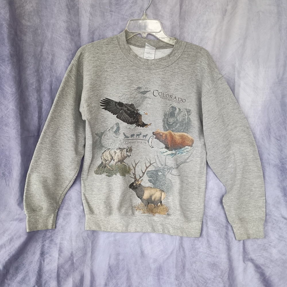 Vintage 90s Colorado Rocky Mountains Wildlife Graphic Sweatshirt
